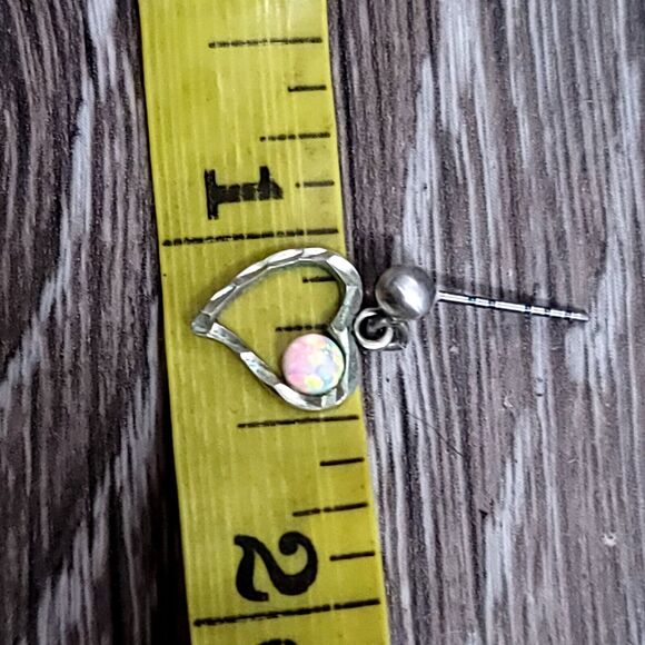 Vintage Signed Opal Drop Heart Earrings - Picture 9 of 9